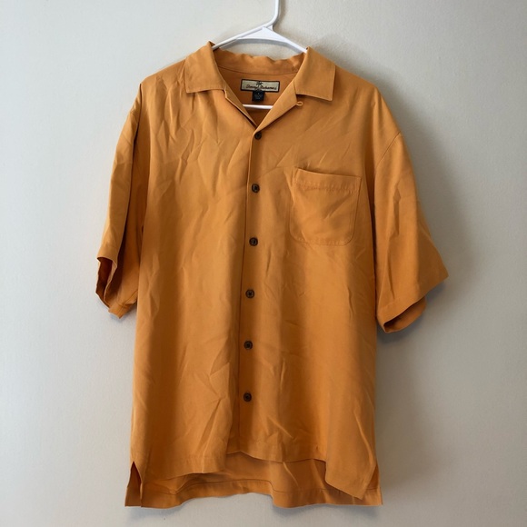 Tommy Bahama 100% Silk light orange button up - Picture 3 of 5